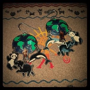Vintage World Tree & animal earrings.